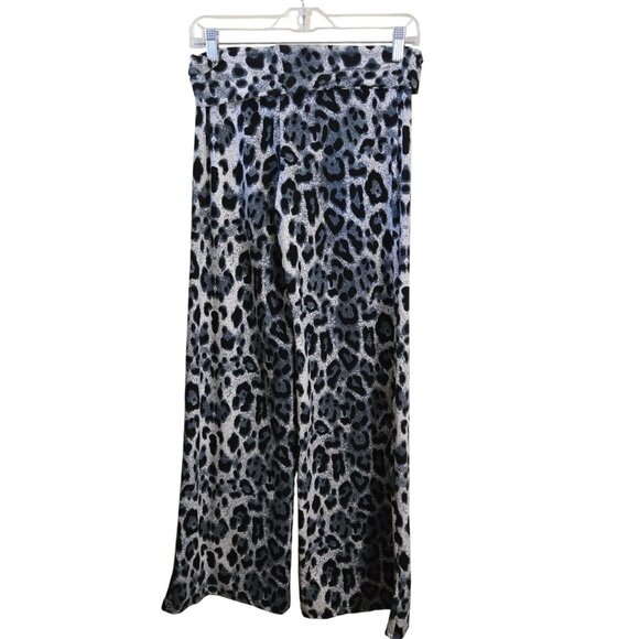White Mark Cheetah Print Palazzo Pants Pull On Size M - Picture 3 of 8